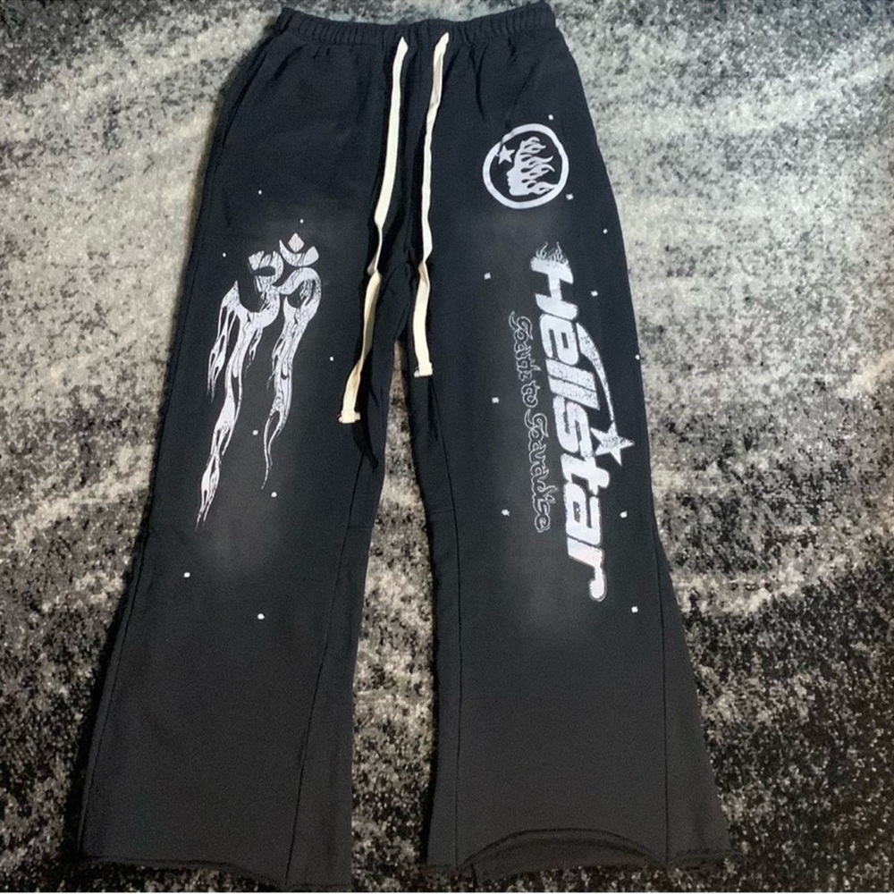 Hellstar Studios Black Flame Graphic Flared Sweat… - image 2